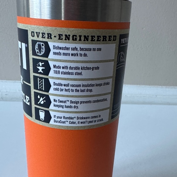 NEW YETI Rambler 18 oz Bottle in King Crap Orange in chug cap - Picture 5 of 10